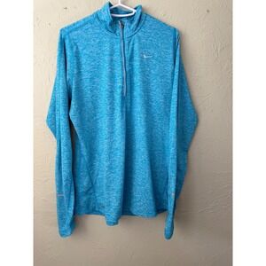 Nike Dri-FIT Womens L Blue Heathered Quarter Zip Running Pullover Top